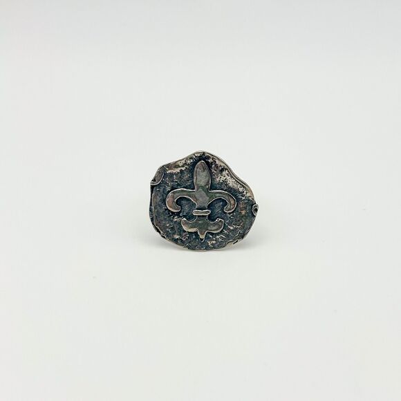 Fleur-De-Lis Coin 925 Sterling Silver Ring Size 8.75 - Picture 2 of 9